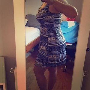 Black and white design skater dress.